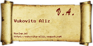 Vukovits Aliz névjegykártya